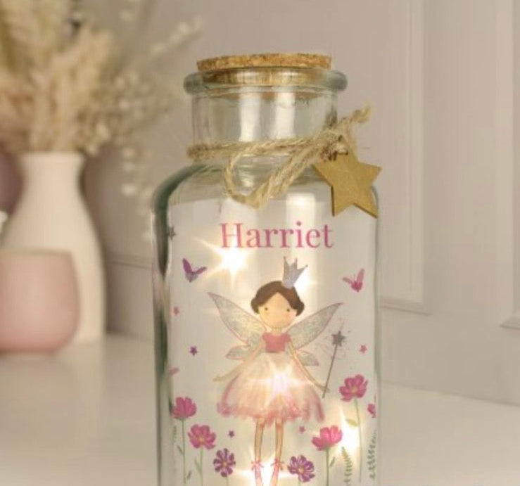 Personalised fairy princess LED Glass jar