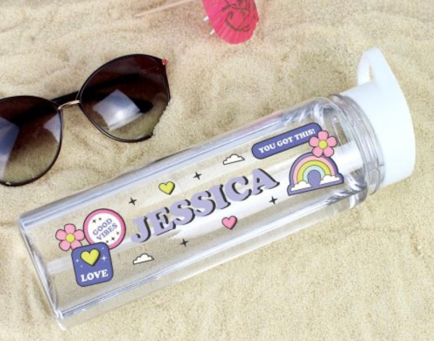 Personalised good vibes water bottle